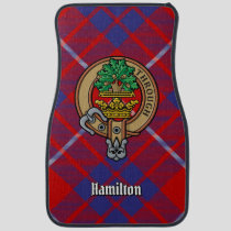 Clan Hamilton Crest over Red Tartan Car Floor Mat