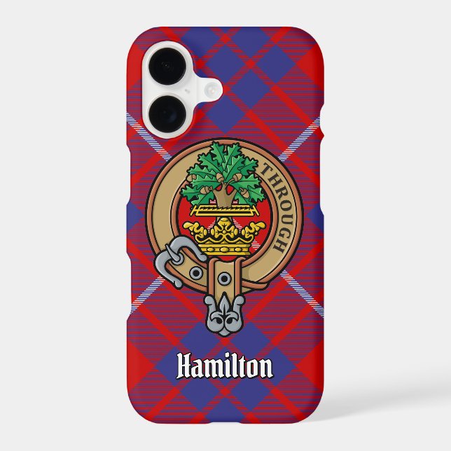 Clan Hamilton Crest over Red Tartan Case-Mate iPhone Case (Back)