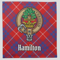 Clan Hamilton Crest over Red Tartan Cloth Napkin