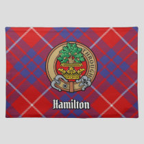 Clan Hamilton Crest over Red Tartan Cloth Placemat