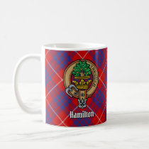 Clan Hamilton Crest over Red Tartan Coffee Mug