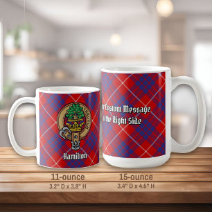 Clan Hamilton Crest over Red Tartan Coffee Mug