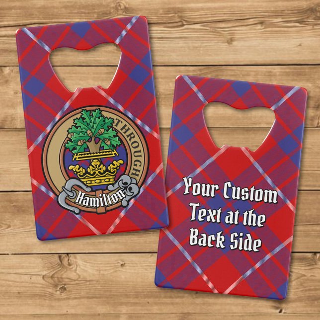Clan Hamilton Crest over Red Tartan Credit Card Bottle Opener (Creator Uploaded)