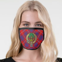Clan Hamilton Crest over Red Tartan Face Mask