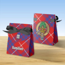 Clan Hamilton Crest over Red Tartan Favor Box