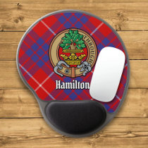 Clan Hamilton Crest over Red Tartan Gel Mouse Pad