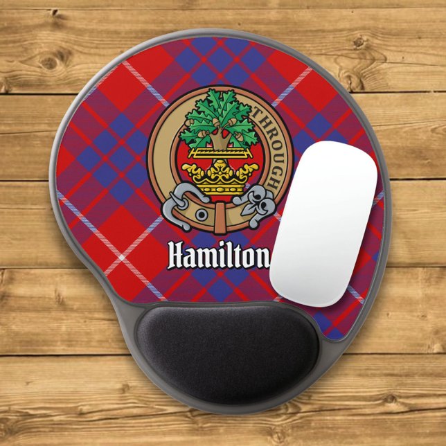 Clan Hamilton Crest over Red Tartan Gel Mouse Pad (Creator Uploaded)
