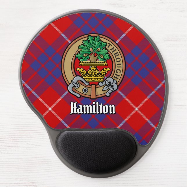 Clan Hamilton Crest over Red Tartan Gel Mouse Pad (Front)
