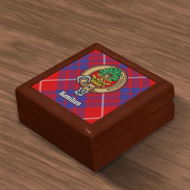 Clan Hamilton Crest over Red Tartan Gift Box (Creator Uploaded)