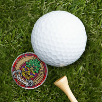 Clan Hamilton Crest over Red Tartan Golf Ball Marker