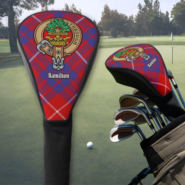 Clan Hamilton Crest over Red Tartan Golf Head Cover (Creator Uploaded)