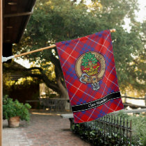 Clan Hamilton Crest over Red Tartan House Flag