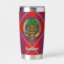 Clan Hamilton Crest over Red Tartan Insulated Tumbler