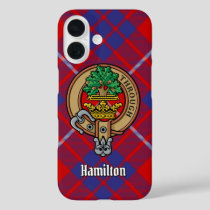 Clan Hamilton Crest over Red Tartan iPhone Case
