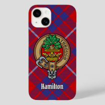 Clan Hamilton Crest over Red Tartan iPhone Case
