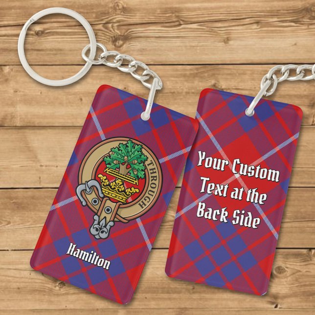 Clan Hamilton Crest over Red Tartan Keychain (Creator Uploaded)