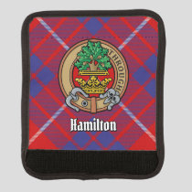 Clan Hamilton Crest over Red Tartan Luggage Handle Wrap
