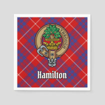 Clan Hamilton Crest over Red Tartan Napkins