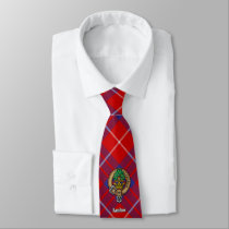 Clan Hamilton Crest over Red Tartan Neck Tie