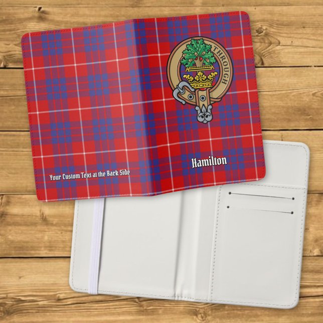Clan Hamilton Crest over Red Tartan Passport Holder (Creator Uploaded)