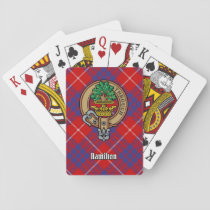 Clan Hamilton Crest over Red Tartan Playing Cards
