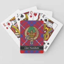 Clan Hamilton Crest over Red Tartan Playing Cards