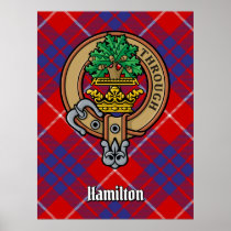 Clan Hamilton Crest over Red Tartan Poster