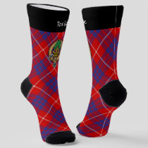 Clan Hamilton Crest over Red Tartan Socks