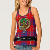 Clan Hamilton Crest over Red Tartan Tank Top