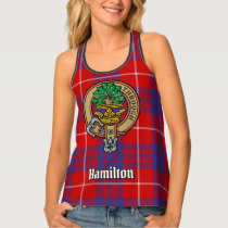 Clan Hamilton Crest over Red Tartan Tank Top