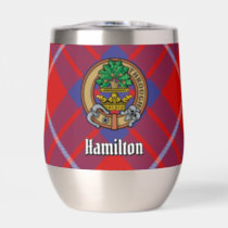 Clan Hamilton Crest over Red Tartan Thermal Wine Tumbler