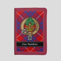 Clan Hamilton Crest over Red Tartan Trifold Wallet