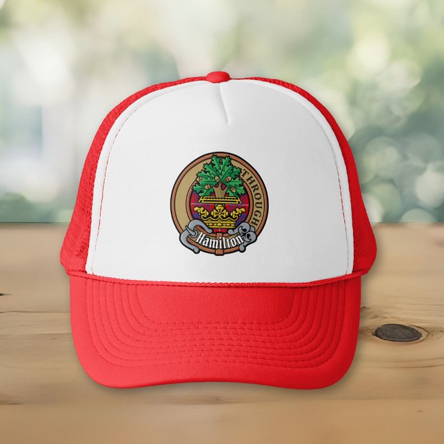 Clan Hamilton Crest over Red Tartan Trucker Hat (Creator Uploaded)