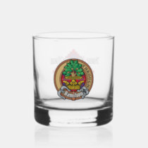 Clan Hamilton Crest over Red Tartan Whiskey Glass