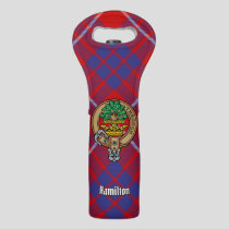 Clan Hamilton Crest over Red Tartan Wine Bag