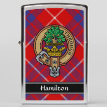 Clan Hamilton Crest over Red Tartan Zippo Lighter