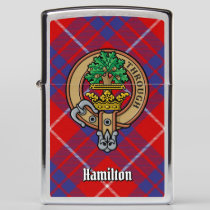 Clan Hamilton Crest over Red Tartan Zippo Lighter