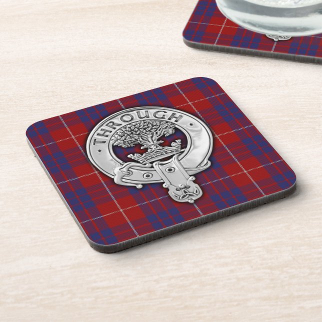 Clan Hamilton Crest & Tartan Beverage Coaster (Left Side)