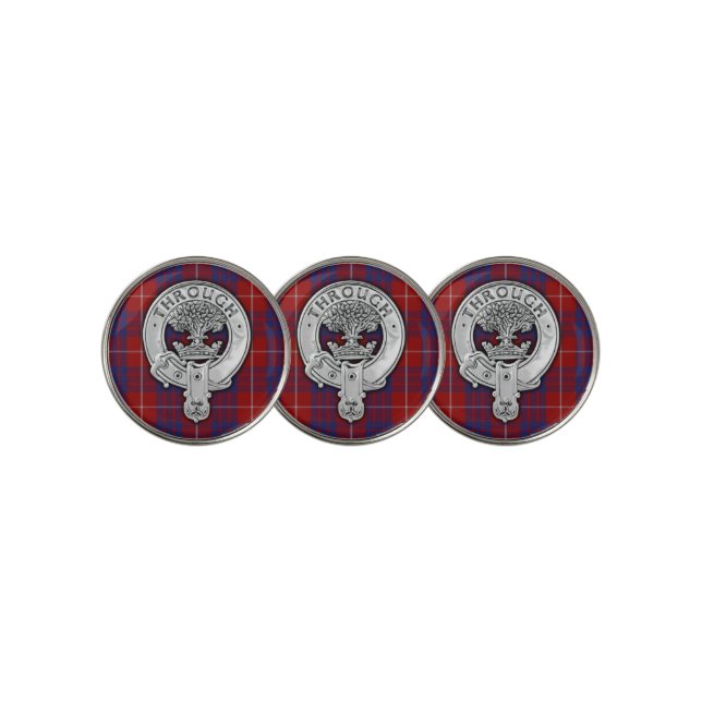 Clan Hamilton Crest & Tartan Golf Ball Marker (3 Up)