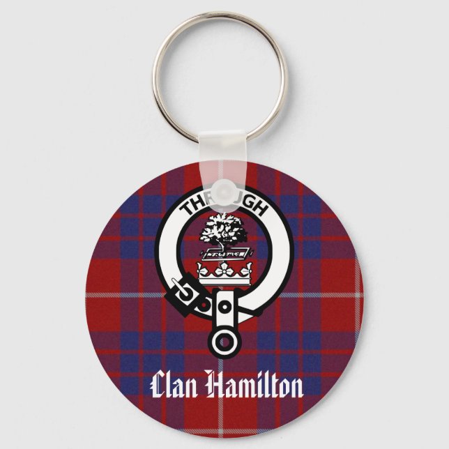 Clan Hamilton Crest & Tartan Keychain (Front)