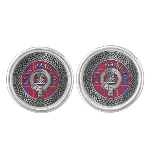 Clan Hamilton Crest & Tartan Knot Cufflinks