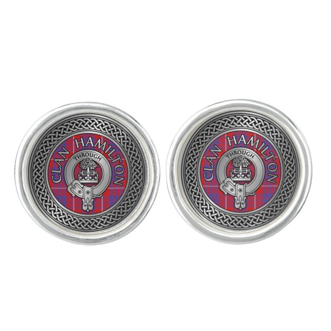 Clan Hamilton Crest & Tartan Knot Cufflinks (Front)
