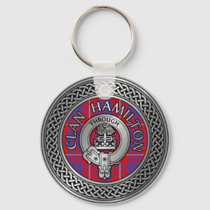 Clan Hamilton Crest & Tartan Knot Keychain