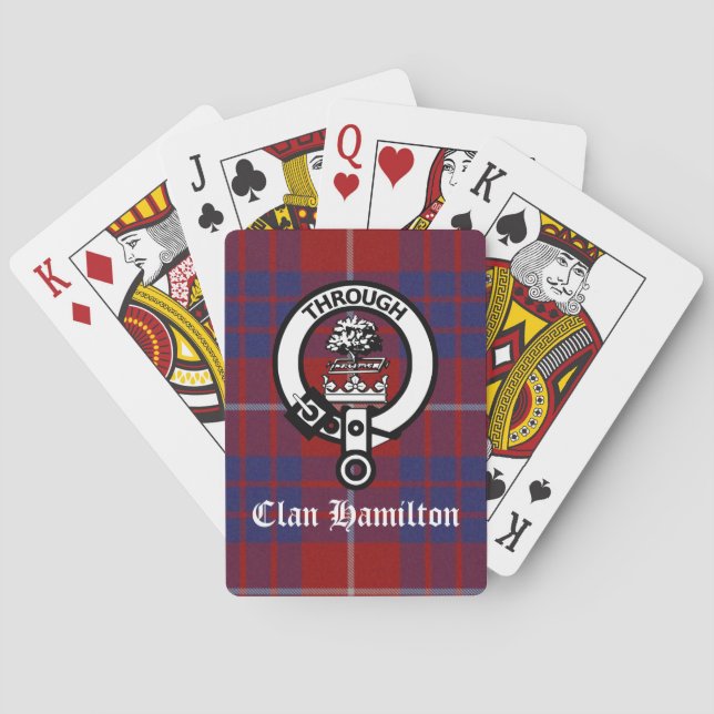 Clan Hamilton Crest & Tartan Poker Cards (Back)
