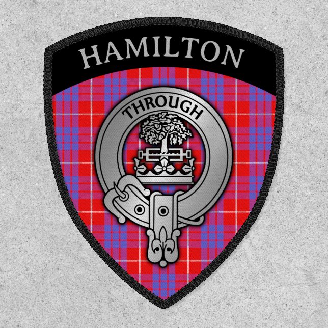 Clan Hamilton Crest & Tartan Shield Patch (Front)
