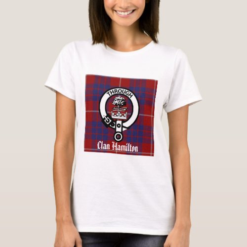 Clan Hamilton Crest  Tartan T_Shirt