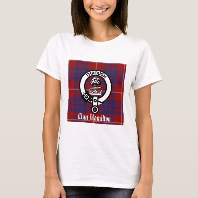 Clan Hamilton Crest & Tartan T-Shirt (Front)