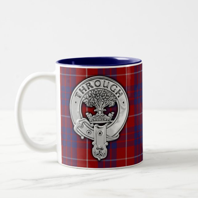 Clan Hamilton Crest & Tartan Two-Tone Coffee Mug (Left)