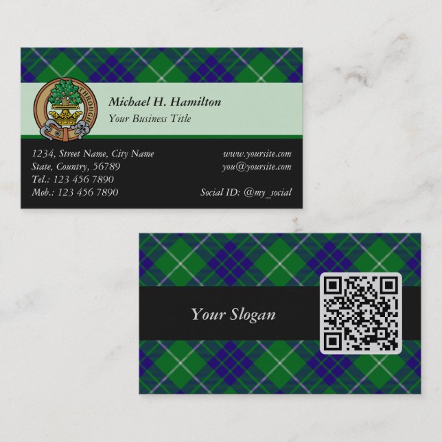 Clan Hamilton Hunting Tartan Business Card (Front/Back)