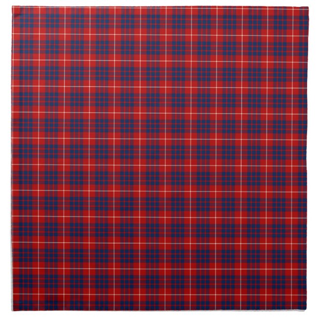 Clan Hamilton Red and Royal Blue Scottish Tartan Cloth Napkin (Front)